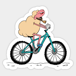 Sheep Riding A Bicycle Sticker